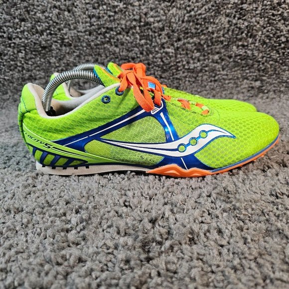 Saucony Velocity 5 Mens 11.5 Shoes Neon Green Track & Field Spike Lace Up - Picture 1 of 9
